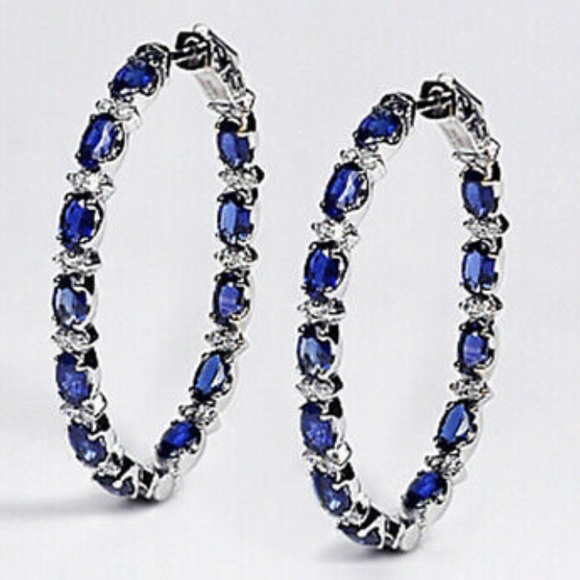 Jewelry - New Sterling silver diamond hoop earrings
